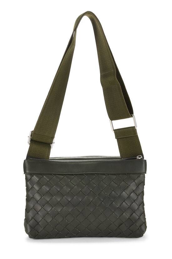 Green Intrecciato Leather Duo Crossbody Bag, , large image number 3