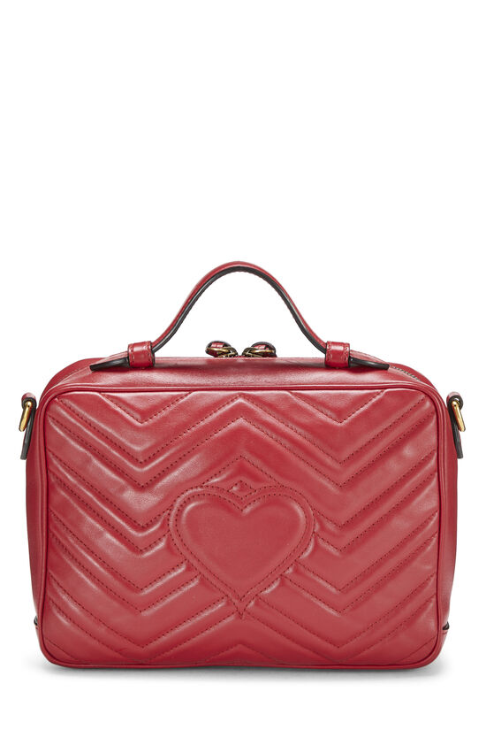 Red Leather GG Marmont Top Handle Shoulder Bag , , large image number 4