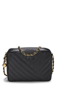 Chanel Black Lambskin Diamond 'CC' Camera Bag Medium Q6BAST1IK7066