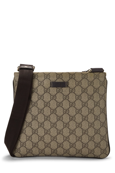 Brown GG Supreme Canvas Flap Messenger Small