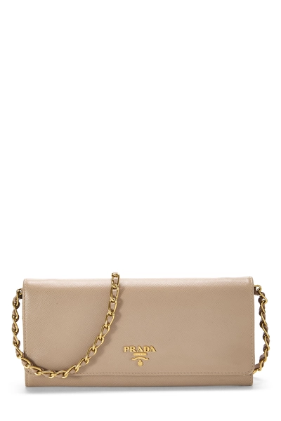 Prada Beige Saffiano Leather Wallet On Chain (WOC)