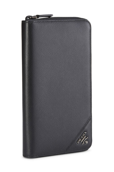 Black Saffiano Zip Around Wallet, , large