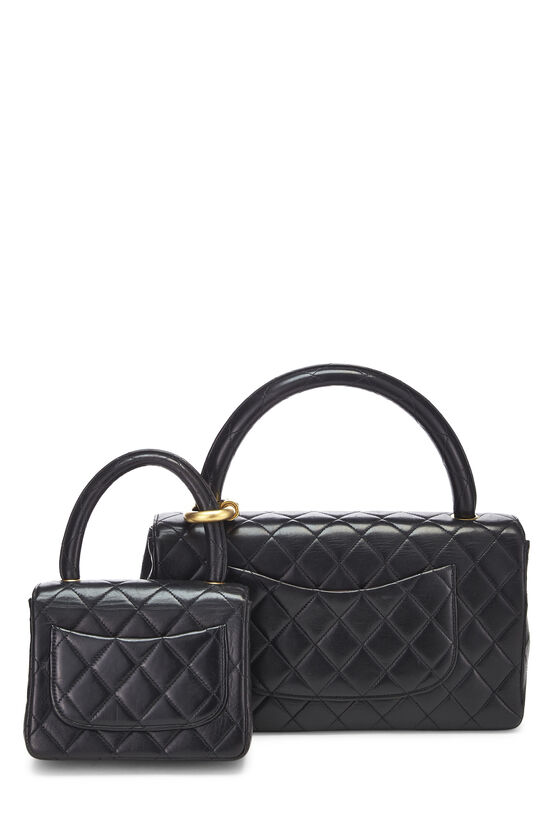 Black Quilted Lambskin Double Bag, , large image number 3