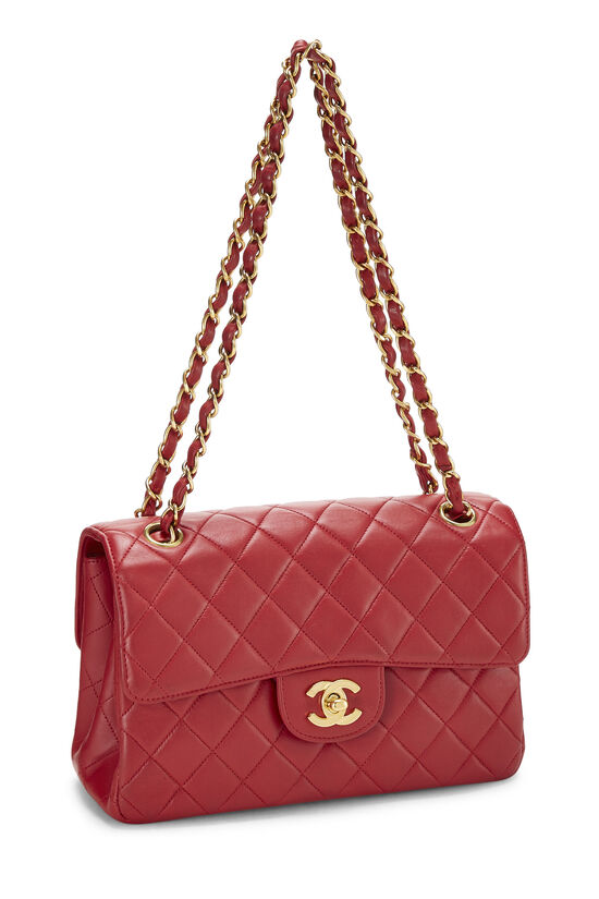 Red Quilted Lambskin Double Sided Classic Flap Small, , large image number 2