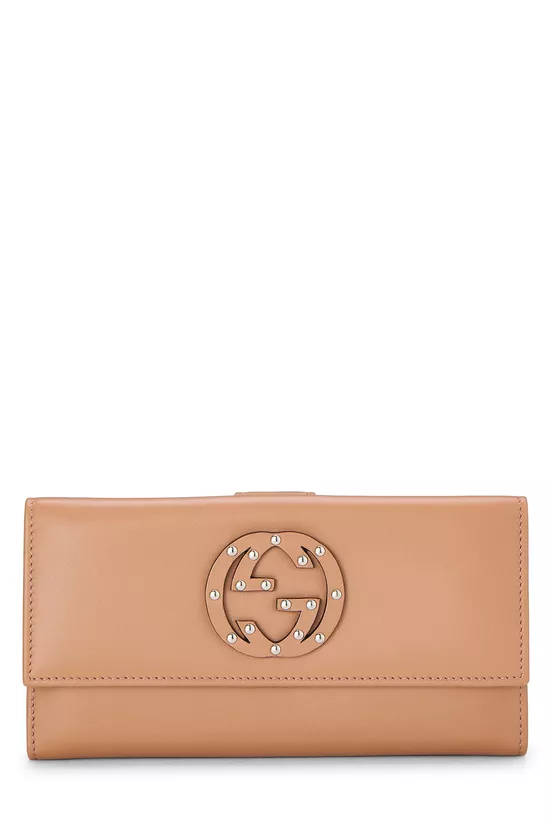 Orange Leather Studded Soho Continental Wallet, , large image number 0