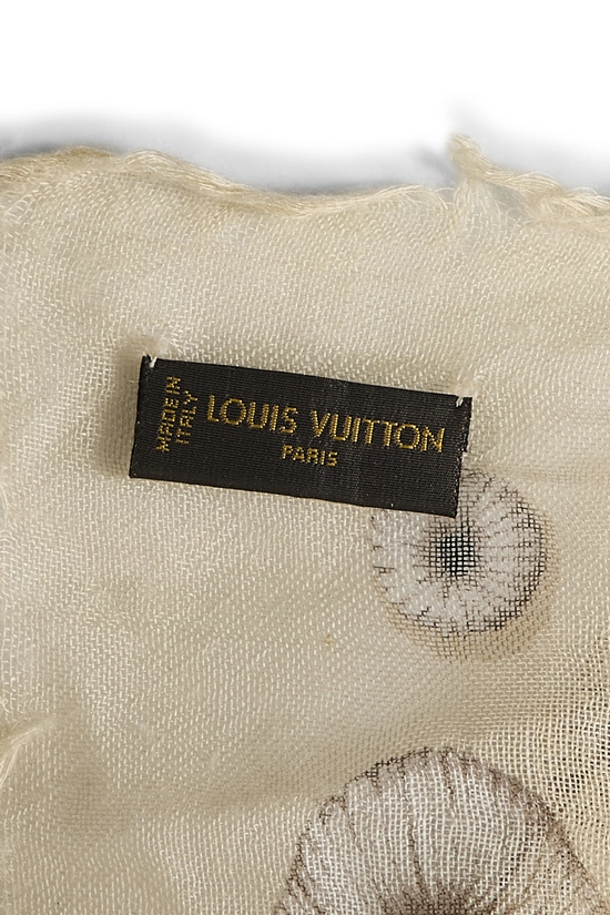 Beige Printed Cashmere-Blend Shawl , , large image number 1