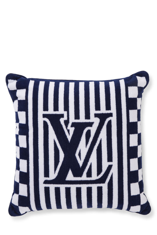 Blue Cotton Monogram Beach Cushion, , large image number 0