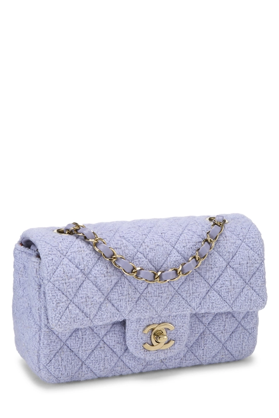 Purple Quilted Tweed Rectangular Flap Mini, , large image number 1