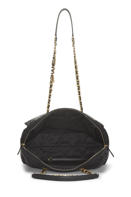 Black Satin Bowling Flap Bag, , large image number 5