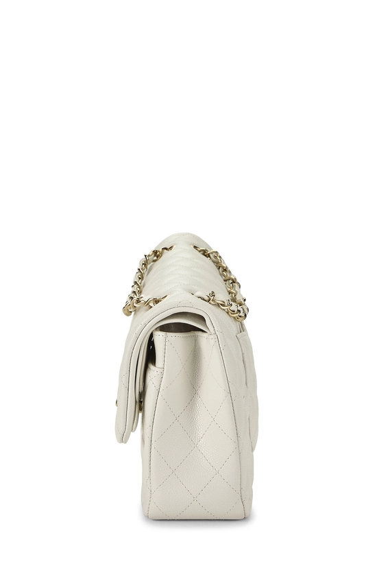 White Quilted Caviar Classic Double Flap Medium, , large image number 2