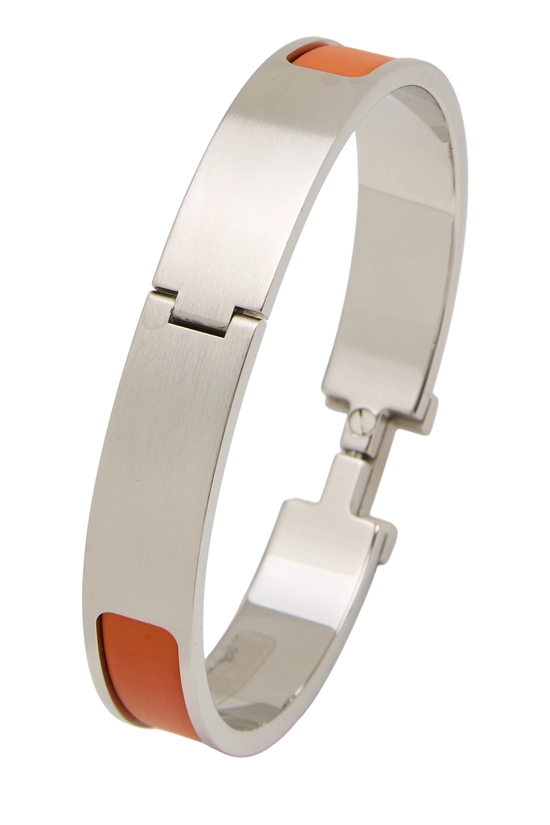 Orange Enamel Clic-Clac 'H' Bracelet Narrow GM, , large image number 1