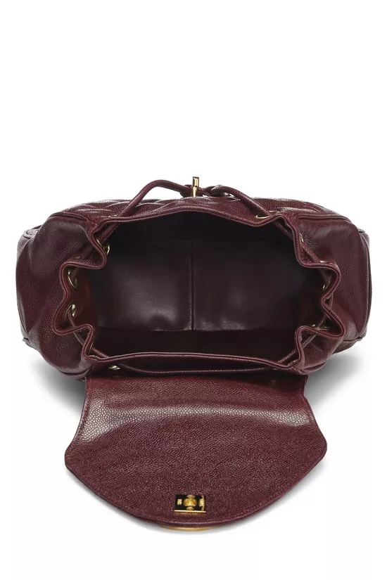 Burgundy Quilted Caviar Backpack Large, , large image number 5