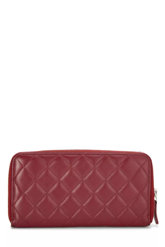 Red Quilted Lambskin Classic Zip Long Wallet, , large image number 2