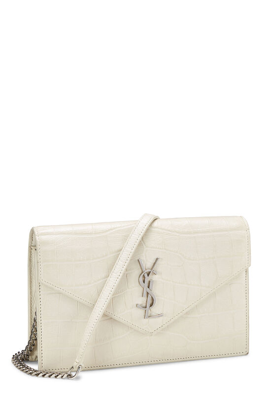 White Grained Calfskin Envelope Wallet-On-Chain (WOC), , large image number 2