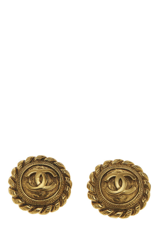 Gold Rope Edge 'CC' Earrings, , large image number 1