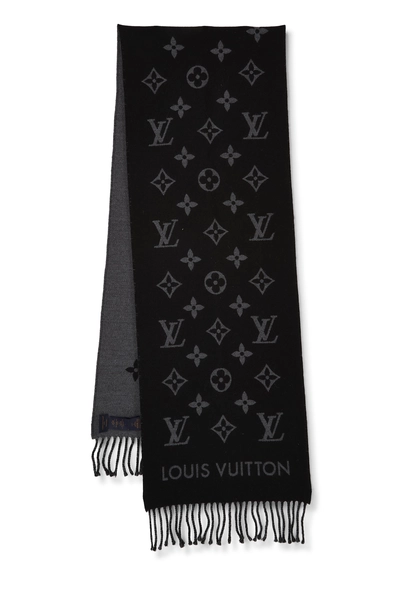 Black Monogram Wool Scarf