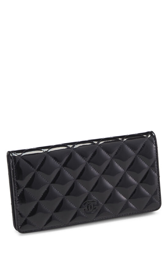 Black Quilted Patent Classic Long Yen Wallet, , large image number 2