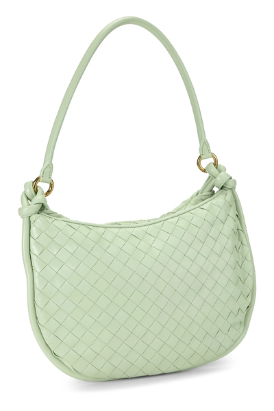Green Intrecciato Leather Gemelli Medium, , large
