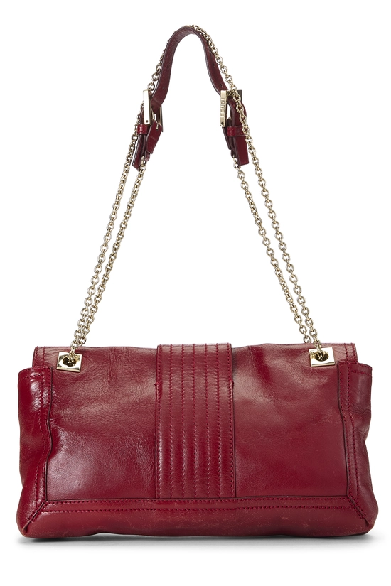 Red Leather Baguette Chain Bag, , large image number 3