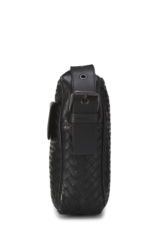 Black Intrecciato Flap Pocket Messenger Bag, , large image number 2
