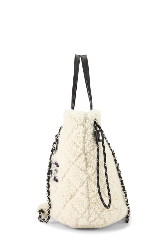 White Shearling 'Coco Neige' Tote, , large image number 2