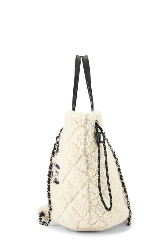White Shearling 'Coco Neige' Tote, , large image number 2