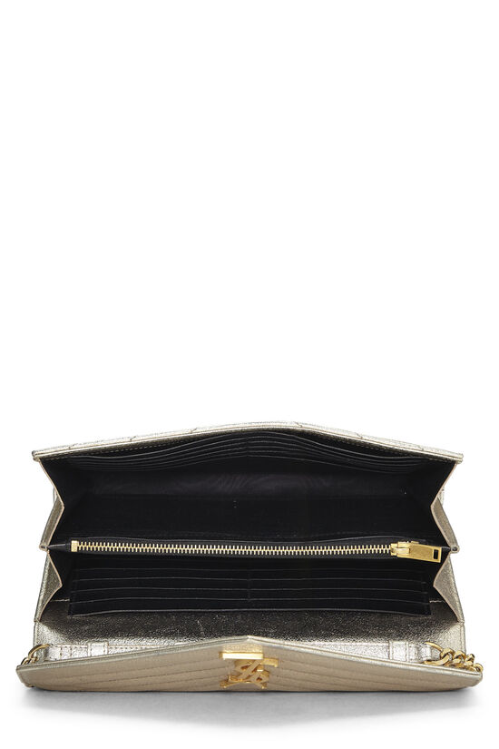 Gold Grained Calfskin Envelope Wallet On Chain (WOC), , large image number 5