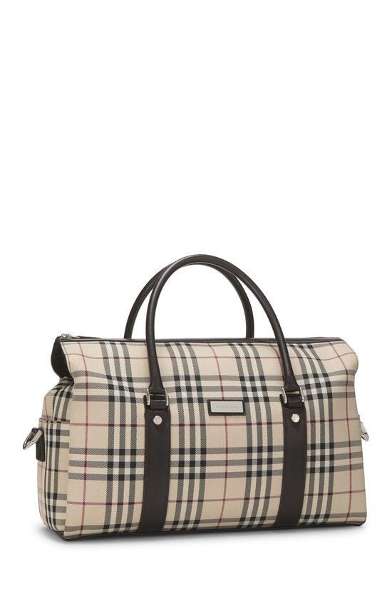 Brown House Check Nylon Weekender, , large image number 1