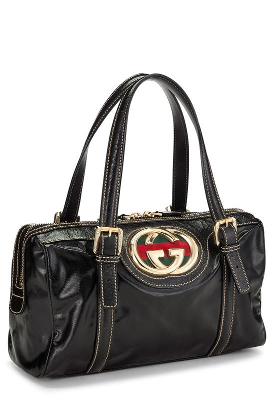 Black Coated Canvas Britt Boston Bag, , large image number 1