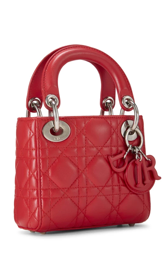 Red Cannage Quilted Lambskin Lady Dior Mini, , large image number 1