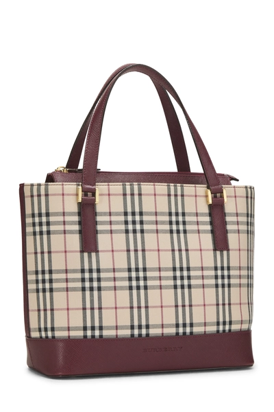 Burgundy House Check Jacquard Handbag Small, , large