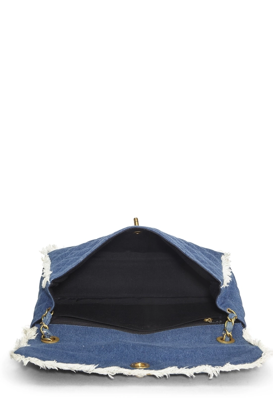 Blue Quilted Denim Half Flap Maxi, , large image number 5