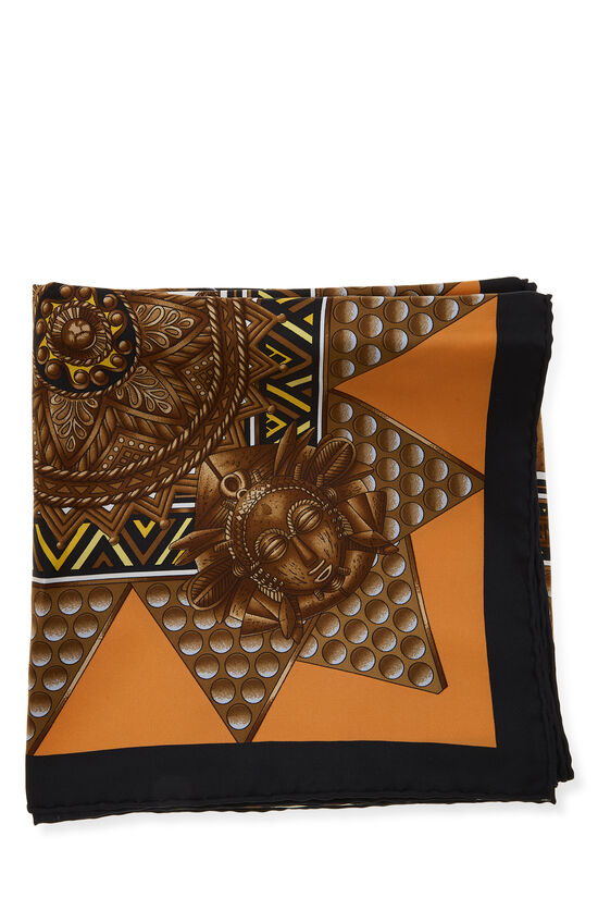 Orange & Multicolor 'L'or Des Chefs' Silk Scarf 90, , large image number 1
