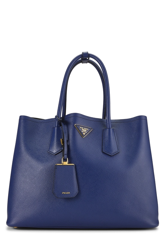PRADA ネイビー ビジネスバッグ Pre-Owned Navy Saffiano Double Bag Medium QNB0OT3RBB01S