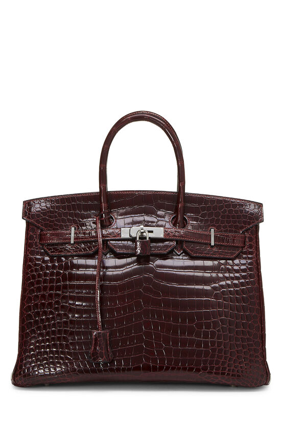 hermes exceptional collection shiny rouge h porosus crocodile 30 cm birkin bag