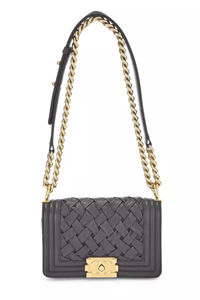 Black Woven Lambskin Chateau Boy Small