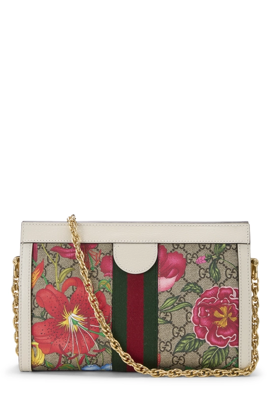 White GG Supreme Canvas Flora Ophidia Shoulder Bag Medium, , large image number 3
