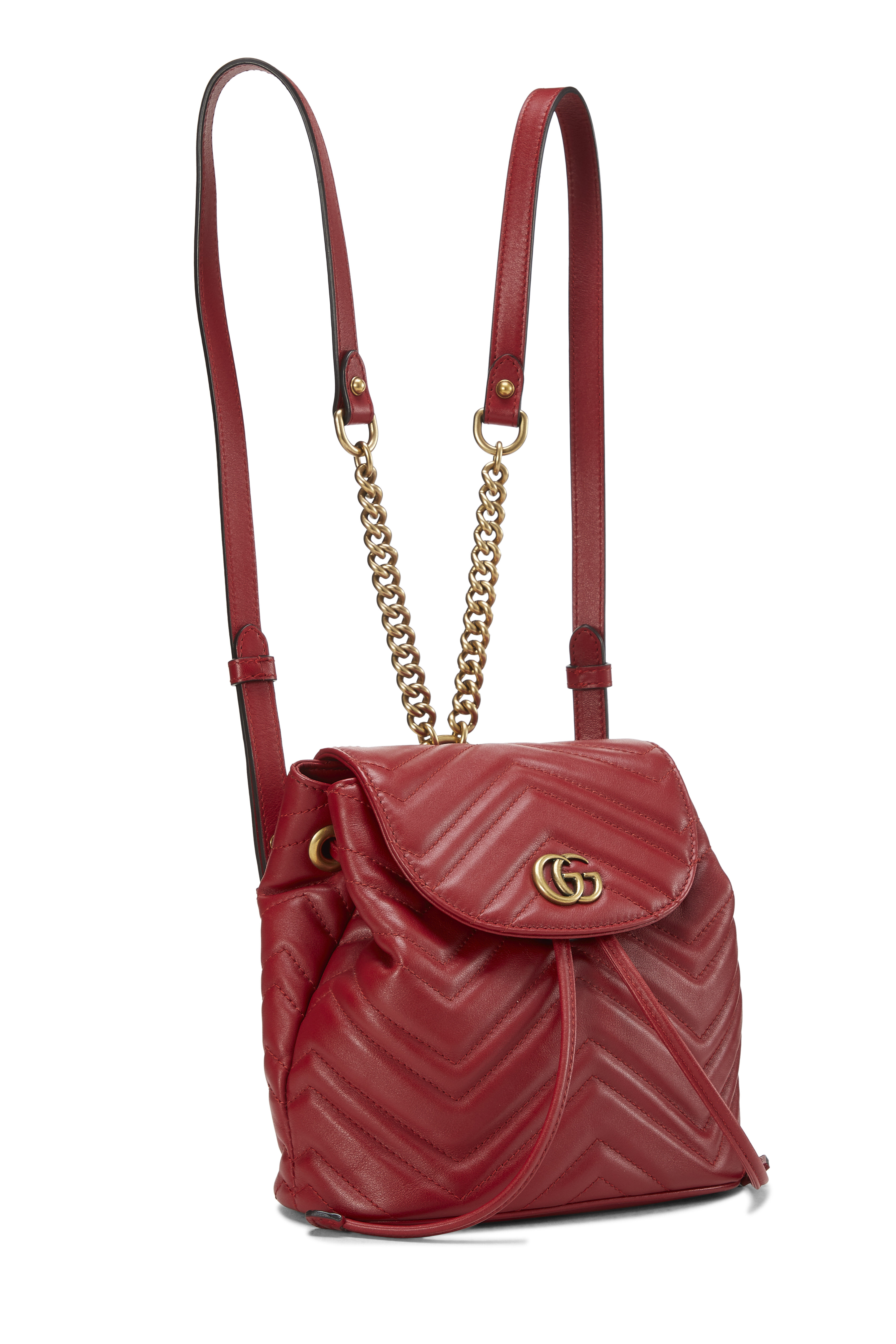 gucci red leather backpack