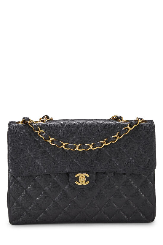 Black Quilted Caviar Half Flap Jumbo, , large image number 0