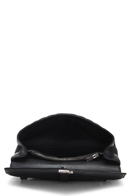 Black Leather College Shoulder Bag Large, , large image number 7