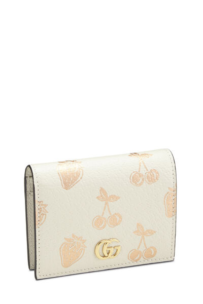 White Leather Fruit 'GG' Marmont Card Case, , large
