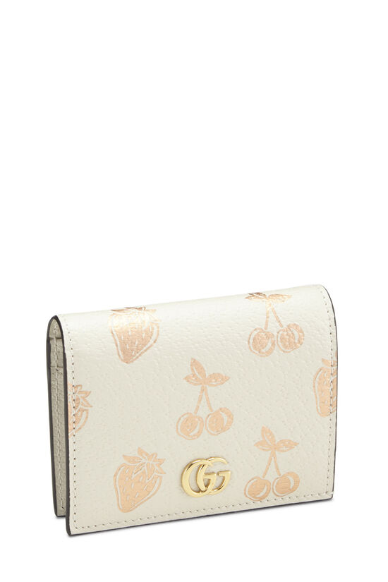 White Leather Fruit 'GG' Marmont Card Case, , large image number 1