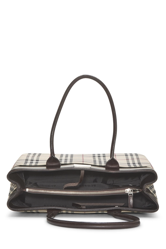 Brown Nylon Check Handbag Long, , large image number 5