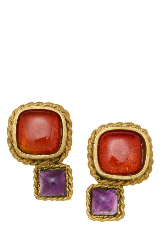 Multicolor Gold Gripoix Earrings, , large image number 0