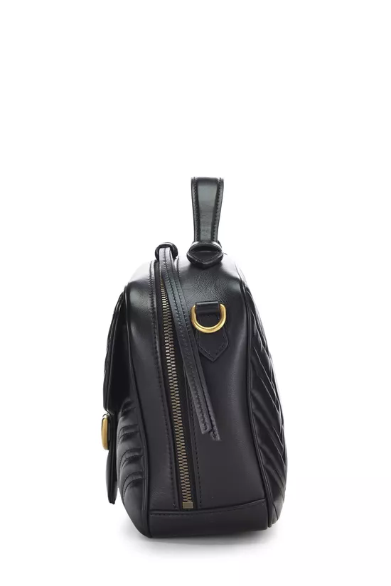 Black Leather GG Marmont Top Handle Shoulder Bag Small, , large image number 2