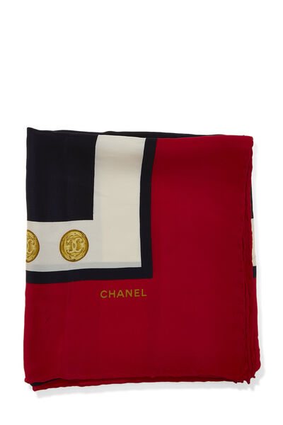 Multicolor Silk 'CC' Scarf, , large