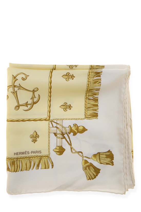 White & Multicolor 'La Reale Vue du Carrosse de la Gal&egrave;re' Silk Scarf 90, , large image number 1