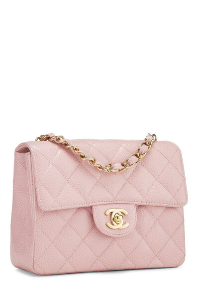 Pink Quilted Caviar Half Flap Mini, , large