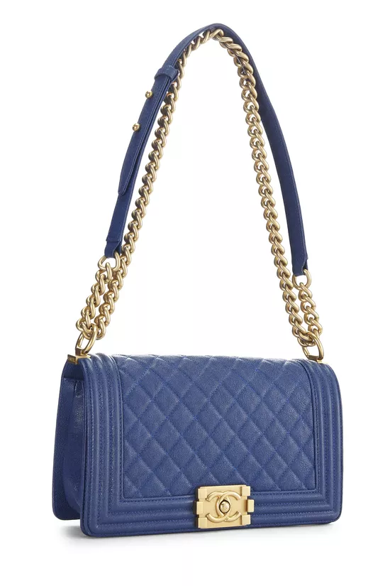 Blue Quilted Caviar Boy Bag Medium, , large image number 1