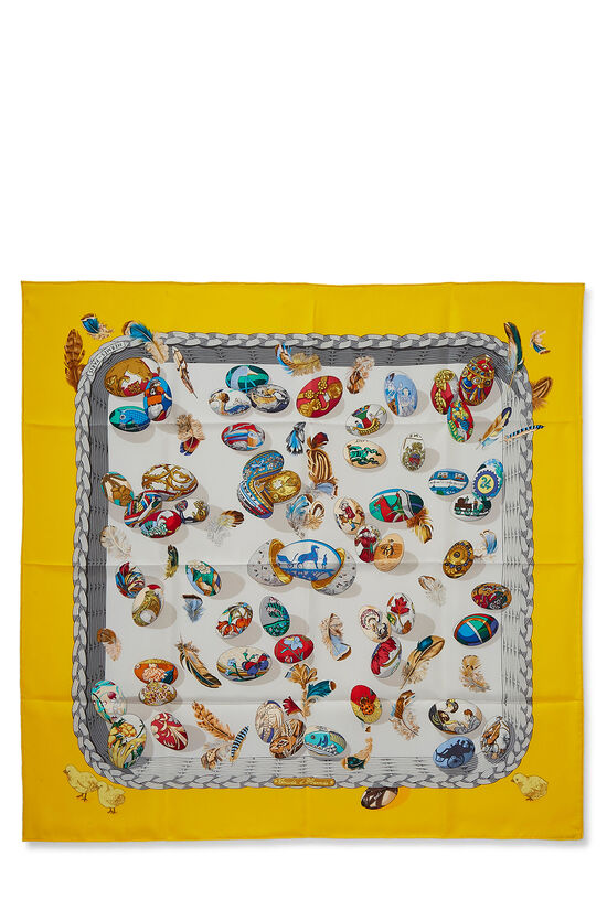 Yellow & Multicolor 'Couvee d’Hermes' Silk Scarf 90, , large image number 0